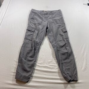 LOFT Gray Cargo Joggers Pants Multi Pockets elastic Hem casual cotton summer